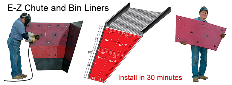 E-Z Chute and Bin Liners made of urethane for easy installation and durability
