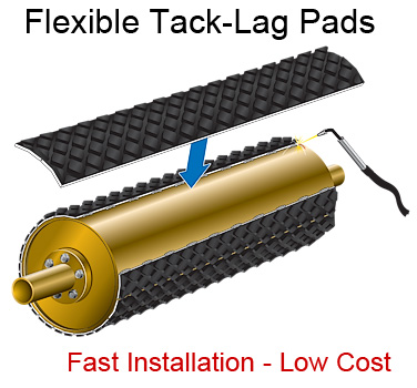 low cost Flexible Tack-Lag Pads for the sand and gravel industry