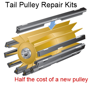 environmentally safe and economical  Rubberized Tack-on Tail Pulley Repair Kits save you money