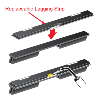 Replaceable Lagging Strip Installation for an aggregate pulley system